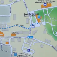 Mapa turystyczna Wieliczki: zobacz Szyb Regis, Szyb Daniłowicza, Park Św. Kingi, Rynek Górny i inne atrakcje.