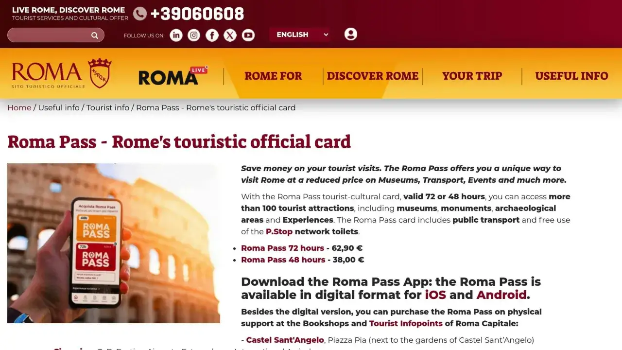 Rzymski bilet komunikacji miejskiej Roma Pass na telefonie, z Koloseum w tle. Idealny na zwiedzanie Rzymu.