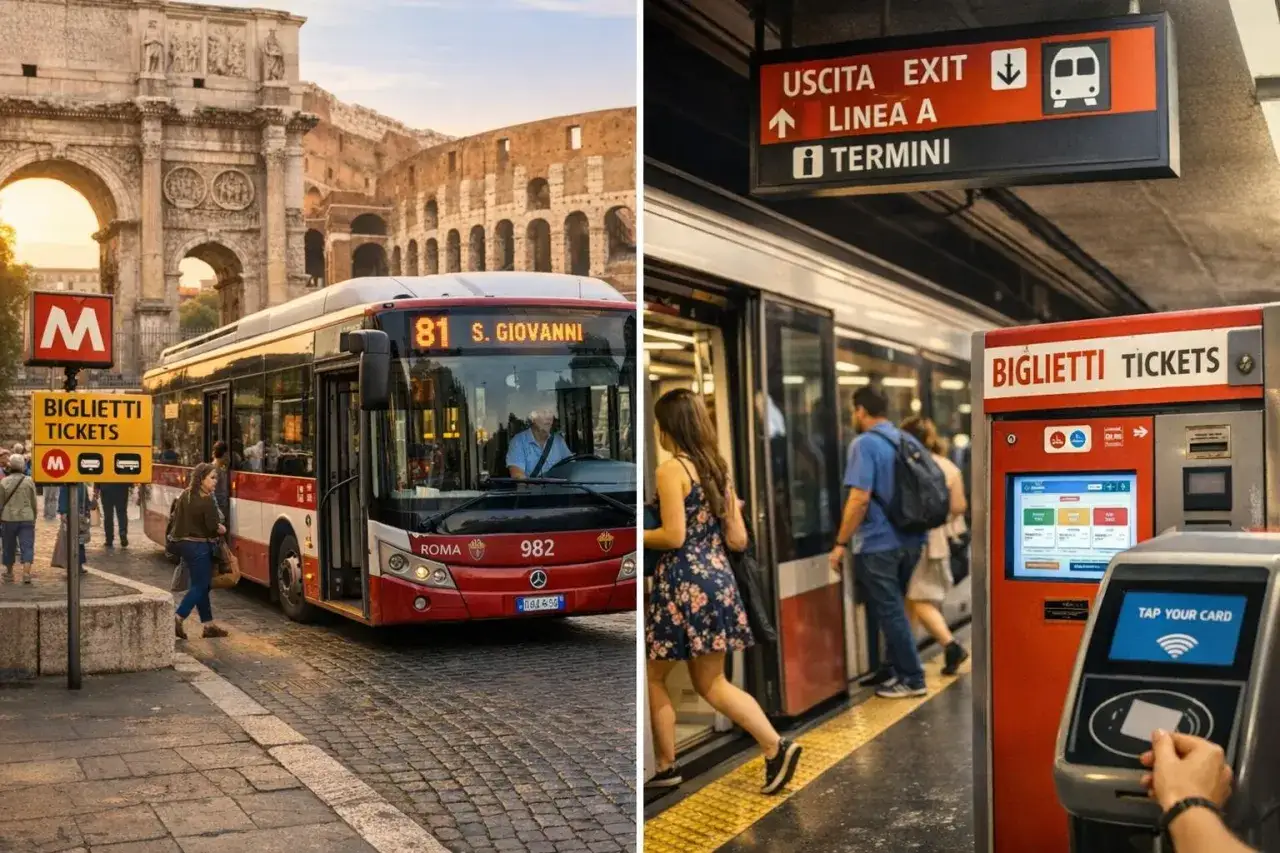 Rzymski autobus i metro, gdzie można kupić rzymski bilet komunikacji miejskiej.